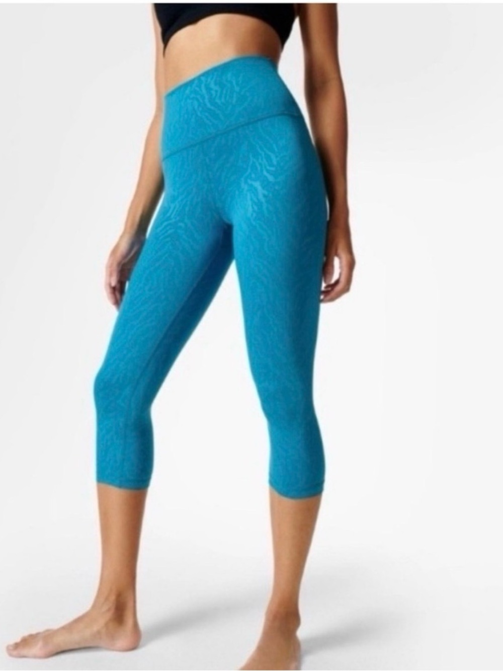 Sweaty Betty Tiger Print All Day High Waist Embossed Cropped Leggings Blue